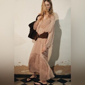 Zara Pink/Nude Long Sleeve Maxi Dress